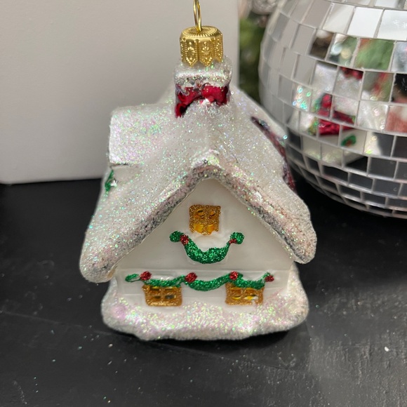 Starglass Ornament White Christmas House Glass Glitter Handblown Poland NWT - Picture 5 of 8